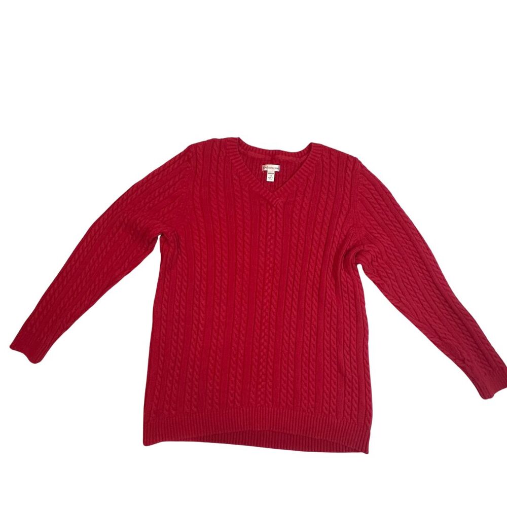 Croft & Barrow Sweater Womens 1X Red Cable Knit Christmas Holiday Preppy Shirt